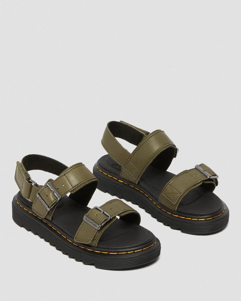 Dr Martens Junior Kyle Leren Sandalen Kinderen Olijfgroen | NL 104DFM